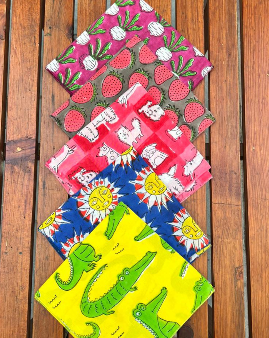 The Quirky Five - Set of 5 Cotton Mulmul Handkerchief