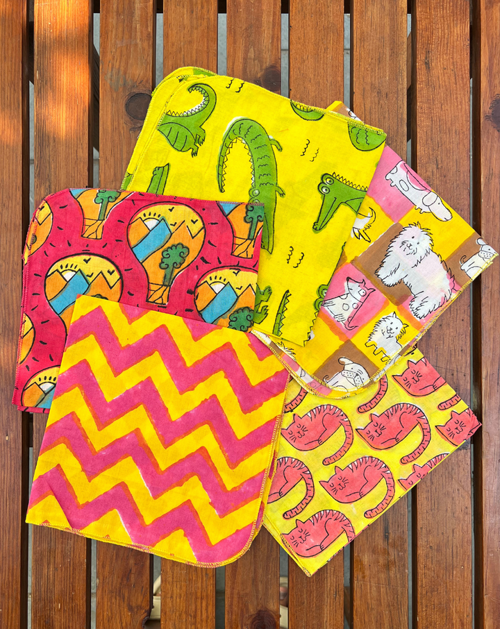 Tinted Tales - Set of 5 Cotton Mulmul Handkerchief