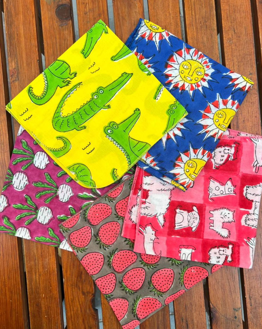 The Quirky Five - Set of 5 Cotton Mulmul Handkerchief