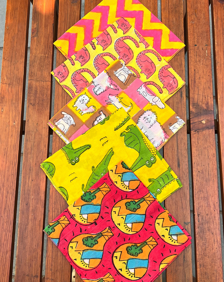 Tinted Tales - Set of 5 Cotton Mulmul Handkerchief