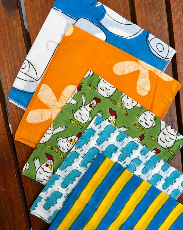 Shine Bright - Set of 5 Cotton Mulmul Handkerchief