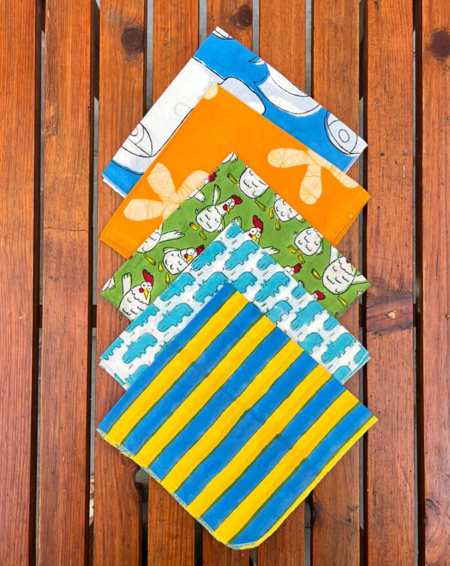 Shine Bright - Set of 5 Cotton Mulmul Handkerchief