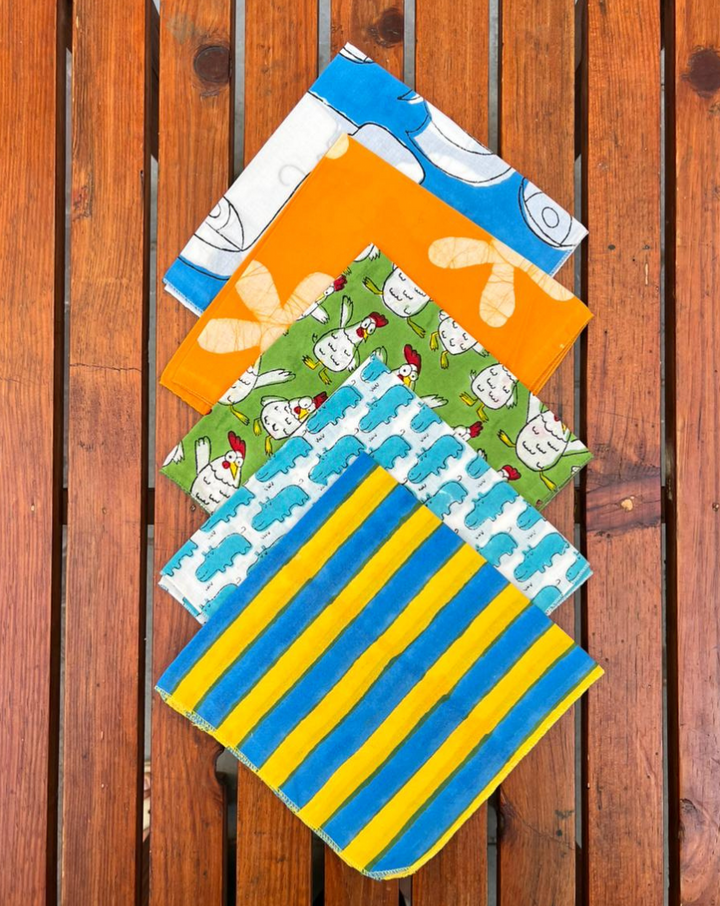 Shine Bright - Set of 5 Cotton Mulmul Handkerchief