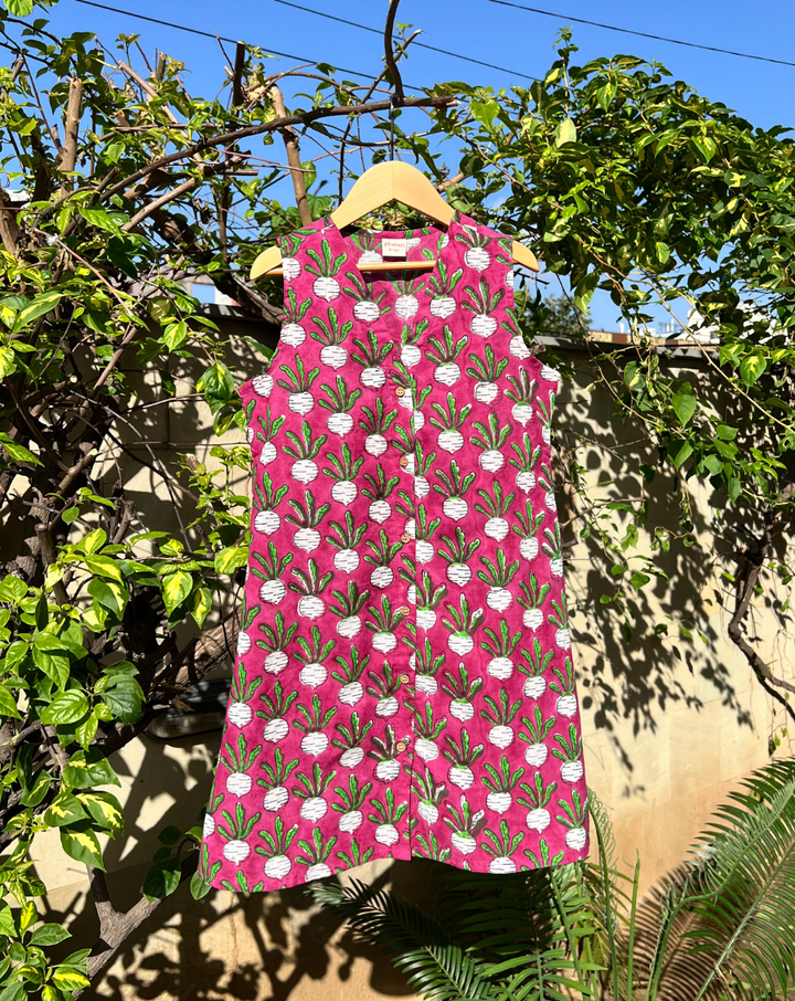 Beet-The-Root Plum Cotton Dress for Girls