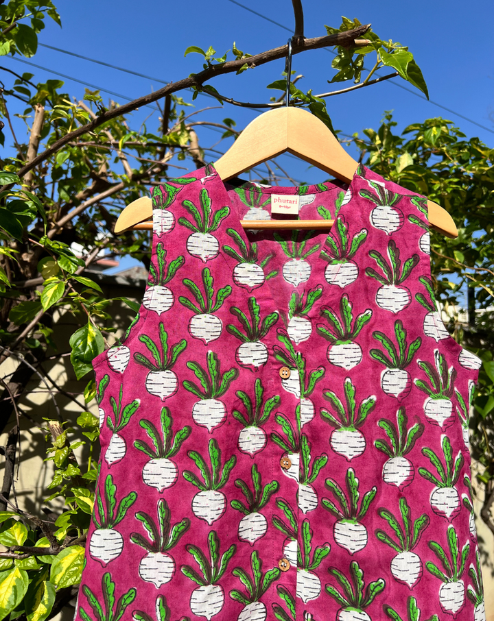 Beet-The-Root Plum Cotton Dress for Girls
