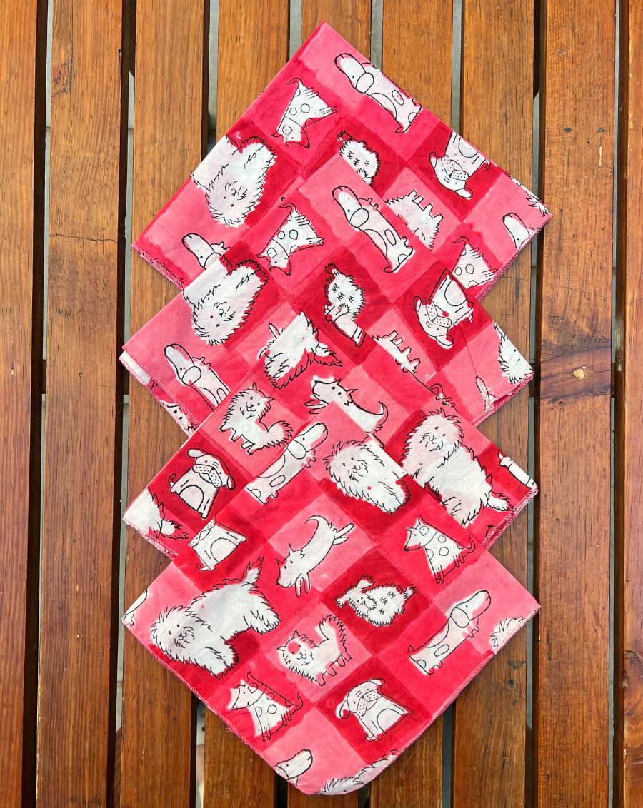 Woof - Set of 4 Cotton Mulmul Handkerchief