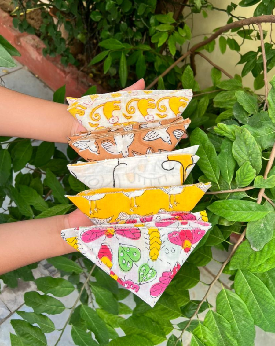 Pocket of Sunshine - Set of 5 Cotton Mulmul Handkerchief
