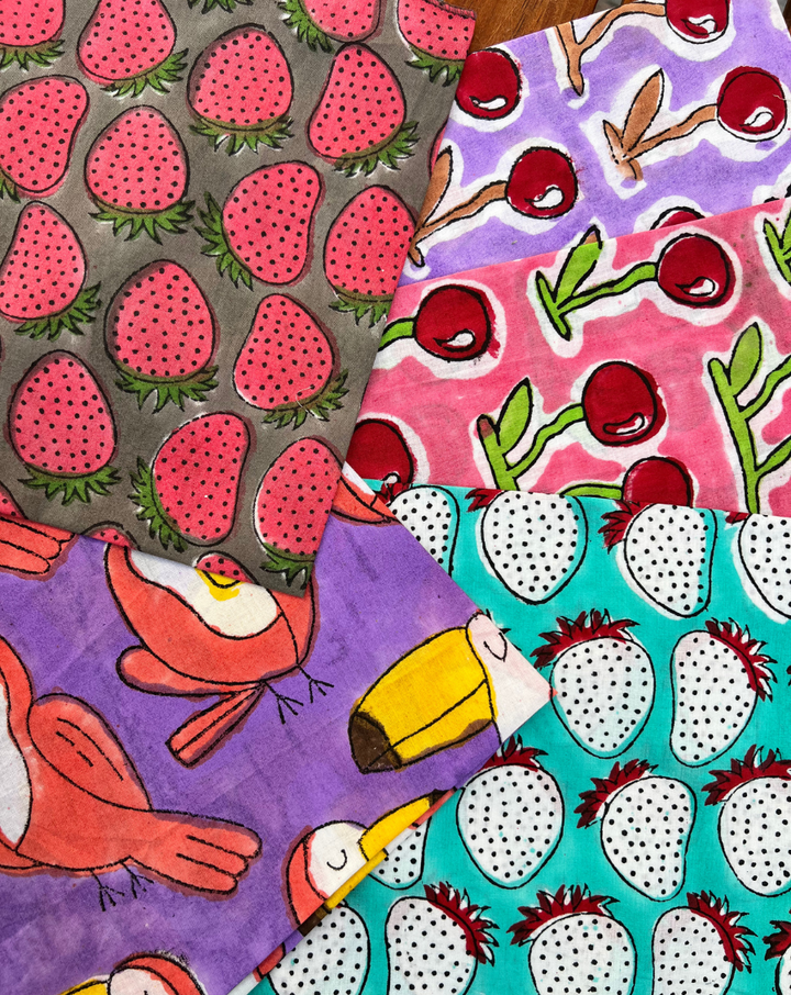 Tropical Set - Set of 5 Cotton Mulmul Handkerchief