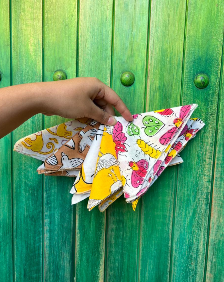 Pocket of Sunshine - Set of 5 Cotton Mulmul Handkerchief