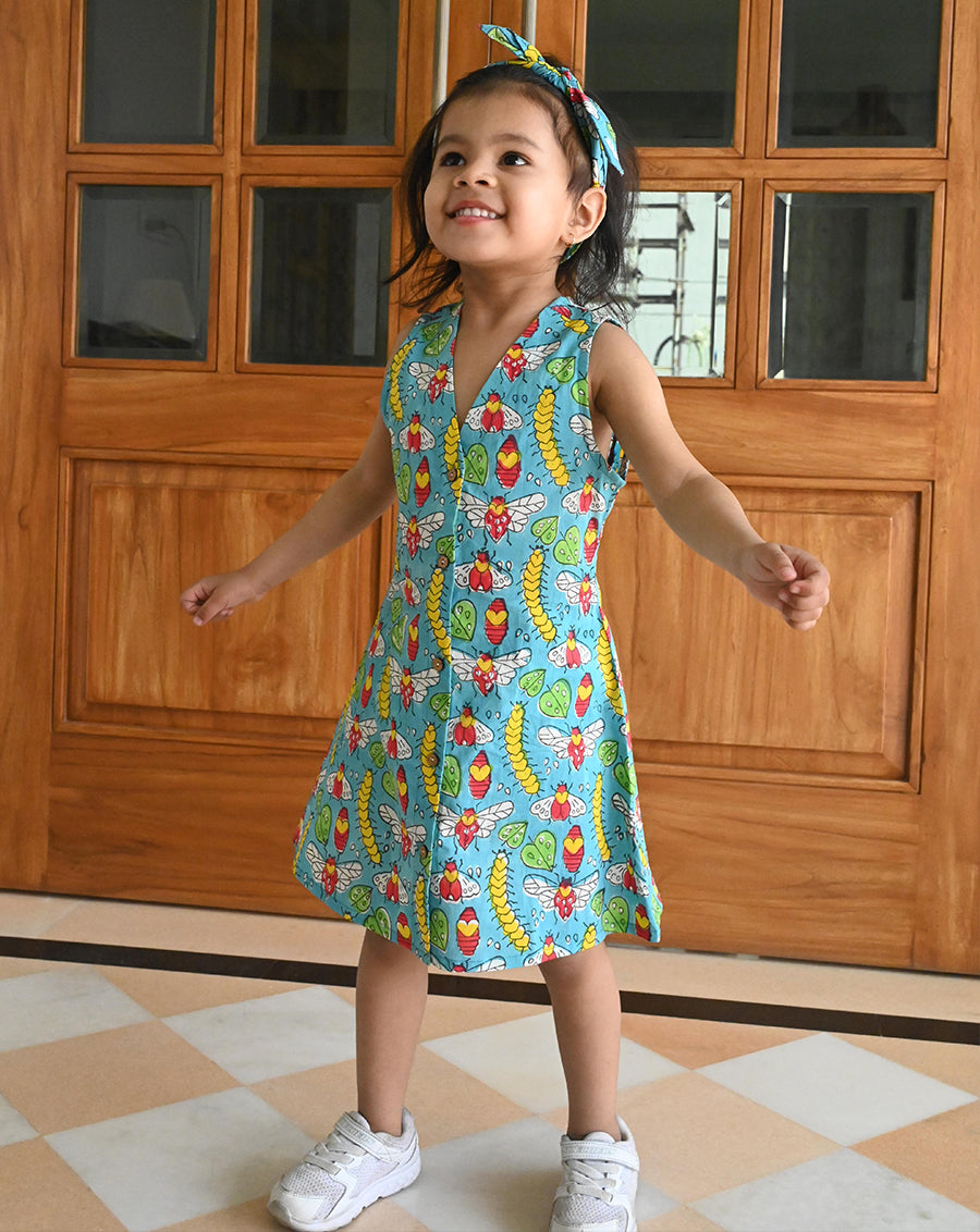 Cat-A-Pillar Cotton Dress for Girls Phutari Cat-A-Pillar Cotton Dress for Girls Phutari