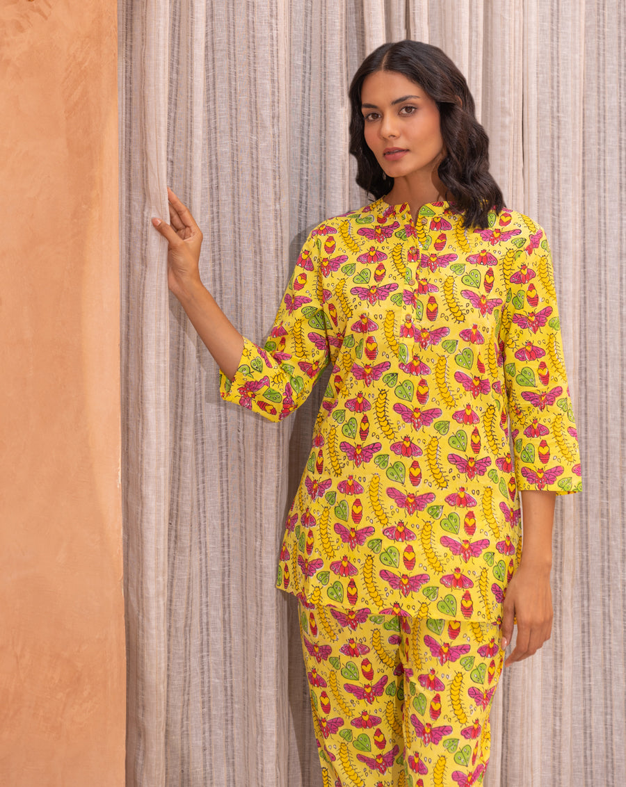 Co-ord Sets Cat-A-Pillar by Phutari Hand Block Printed in Cotton