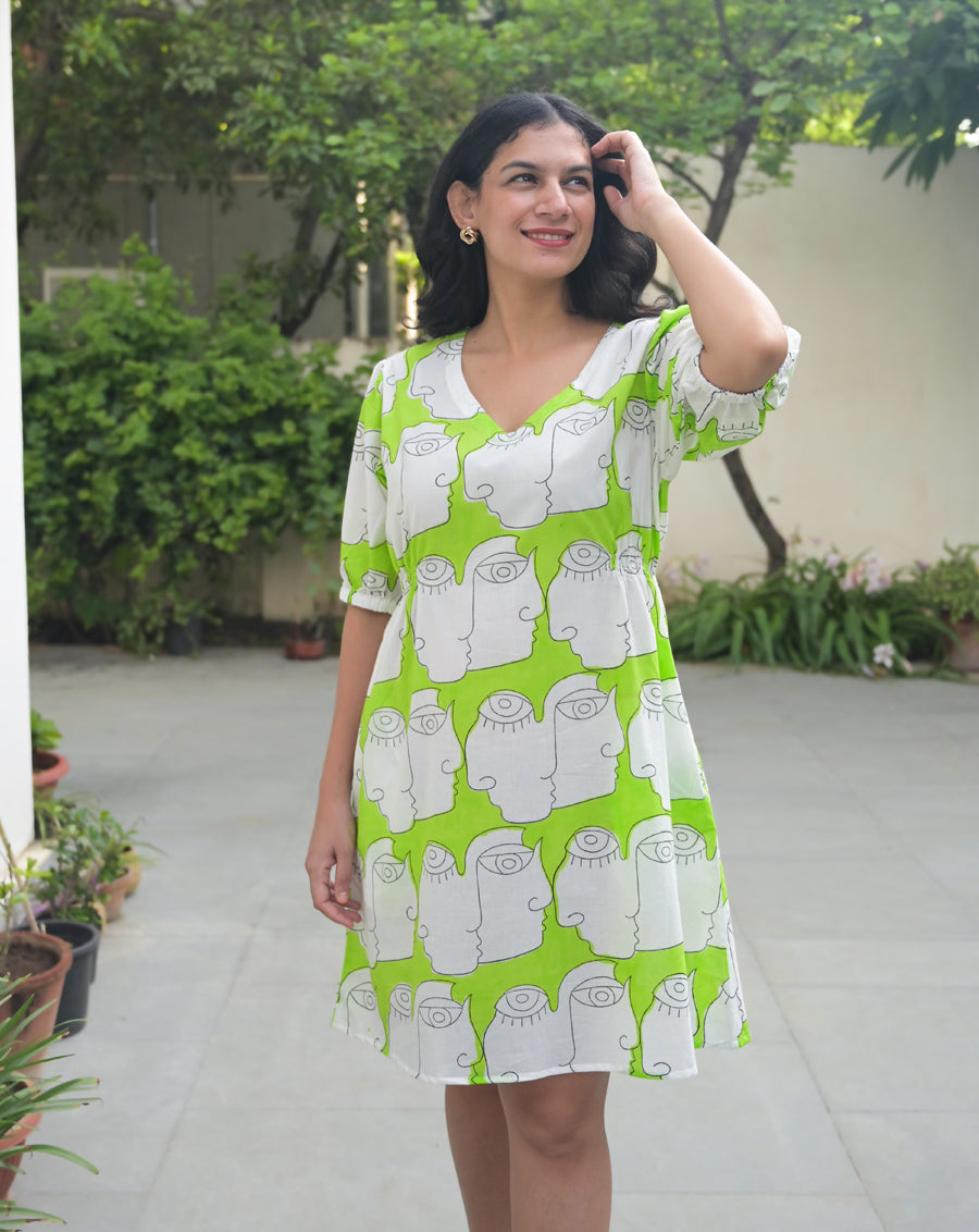 Chehre Cotton Short Dress – Phutari
