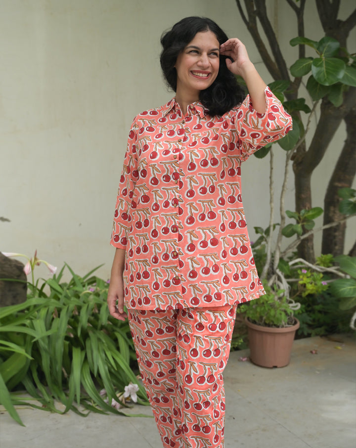 Cherries Cotton Co-ord Set