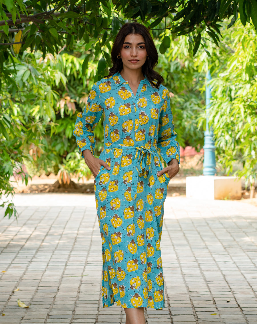Lovebug Soft Cotton Belt Dress Phutari