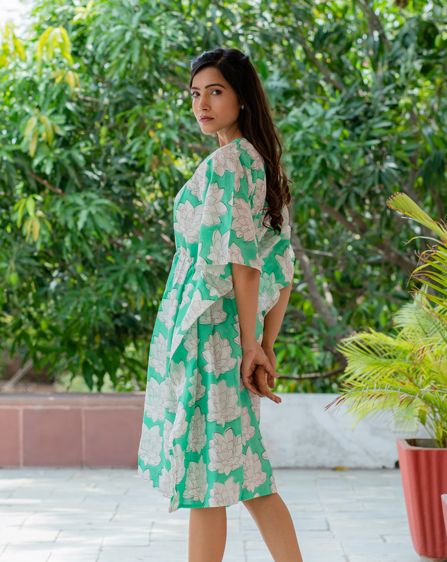 Mallika Hand Block Printed Cotton Midi Kaftan