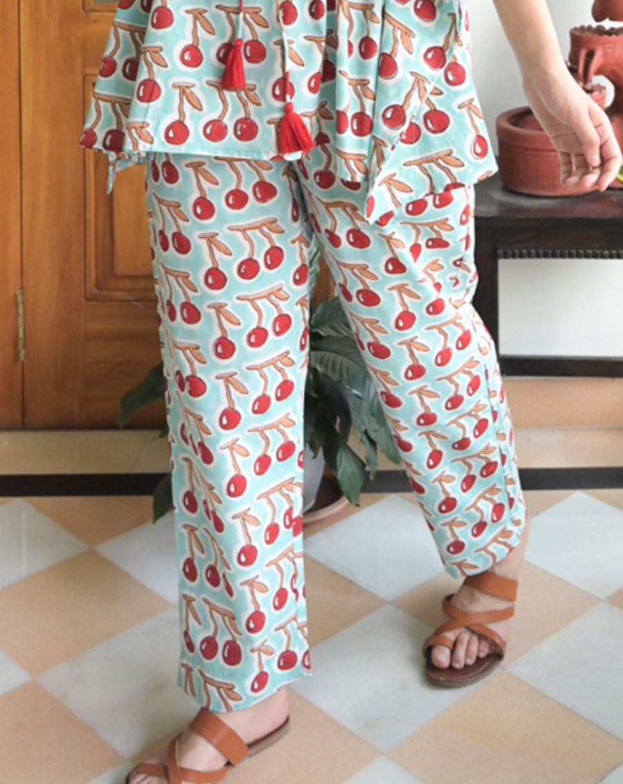 Mint Cherries Soft Cotton Pyjama