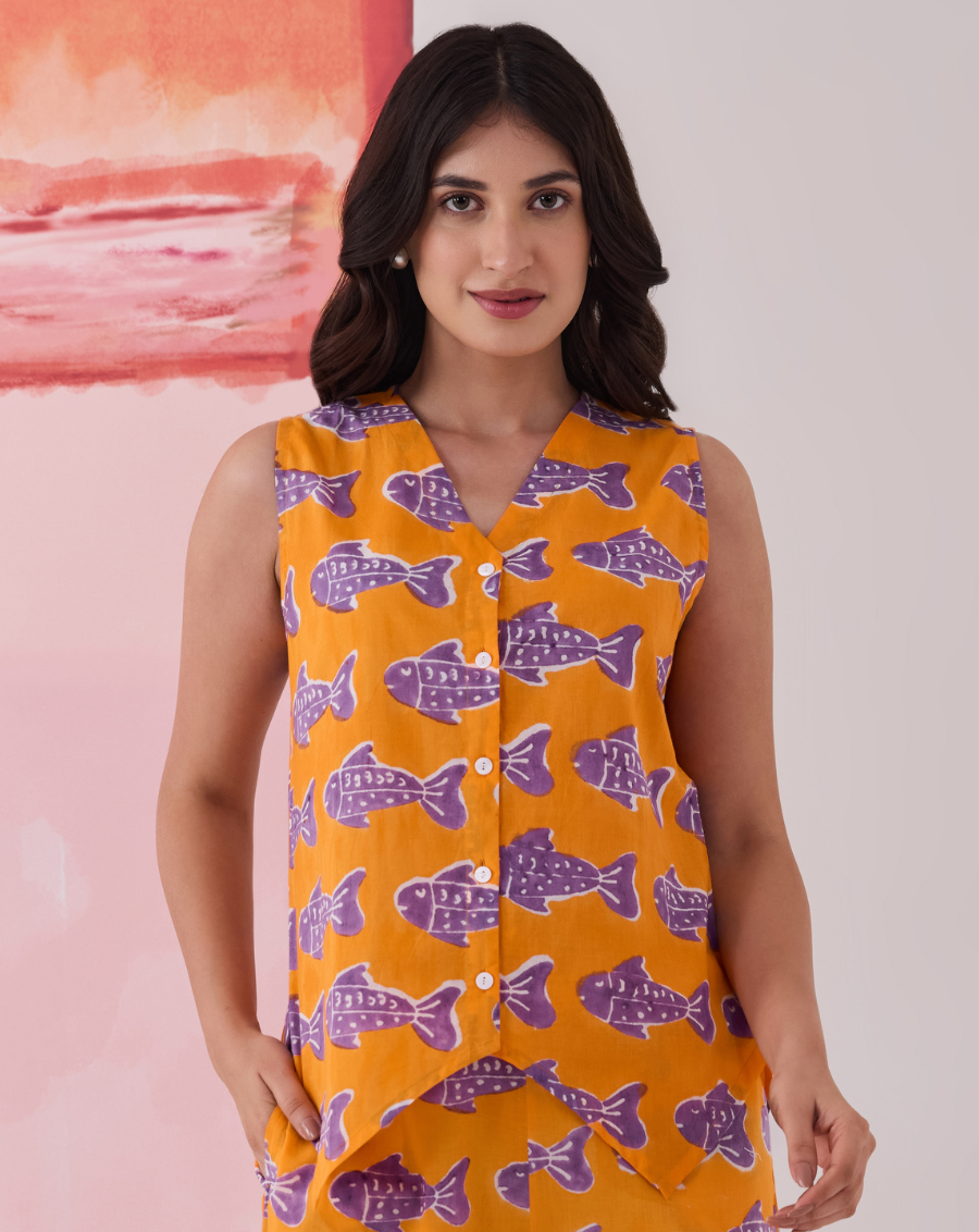 O'Fish Cotton Waistcoat Top