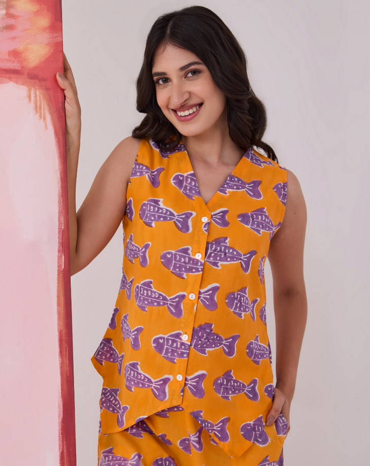 O'Fish Cotton Waistcoat Top