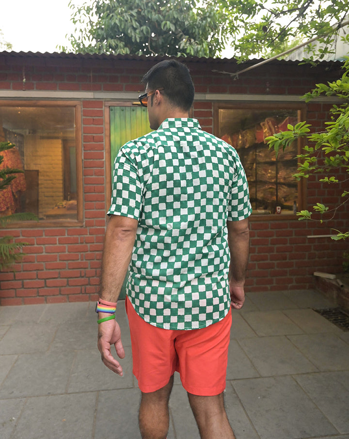 Tic Tac Cotton Men's Half Sleeves Shirt