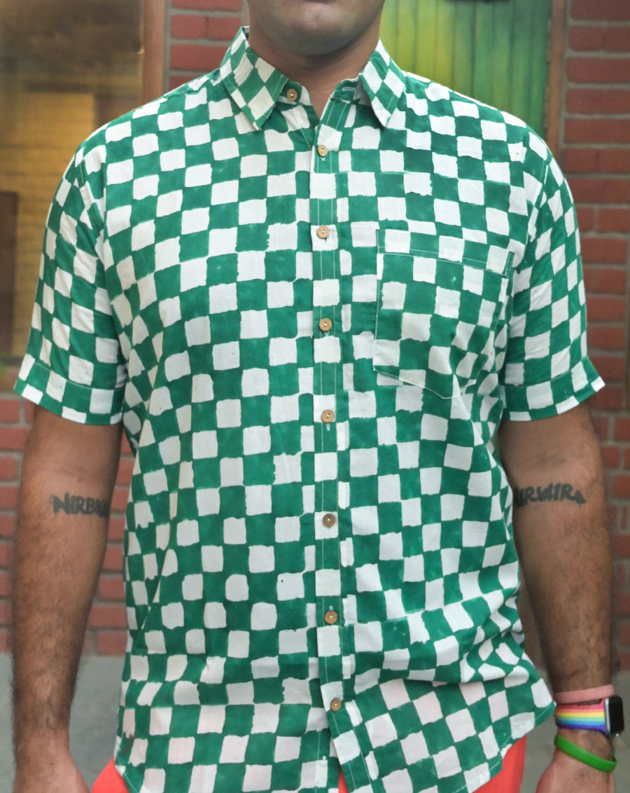 Tic Tac Cotton Men's Half Sleeves Shirt