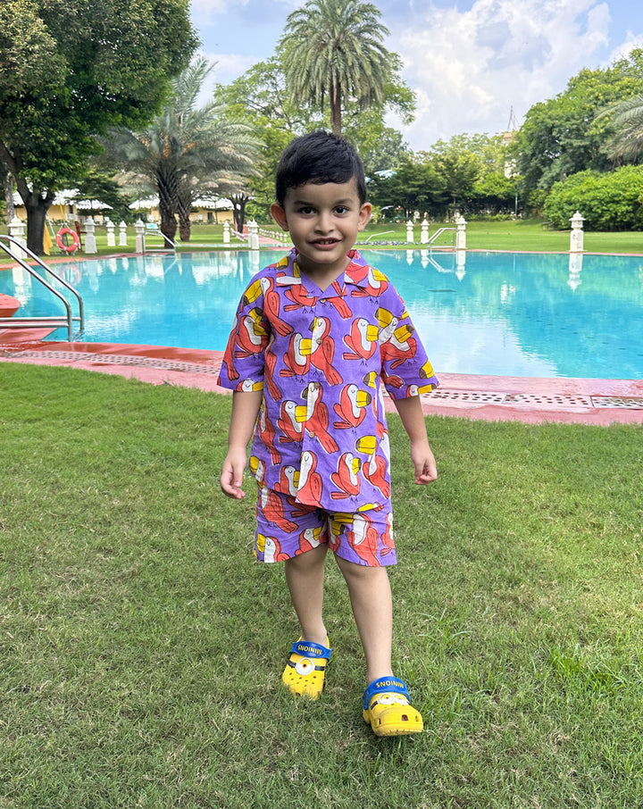 Toucan Shortees - Soft Cotton Shirt & Shorts Set for Kids