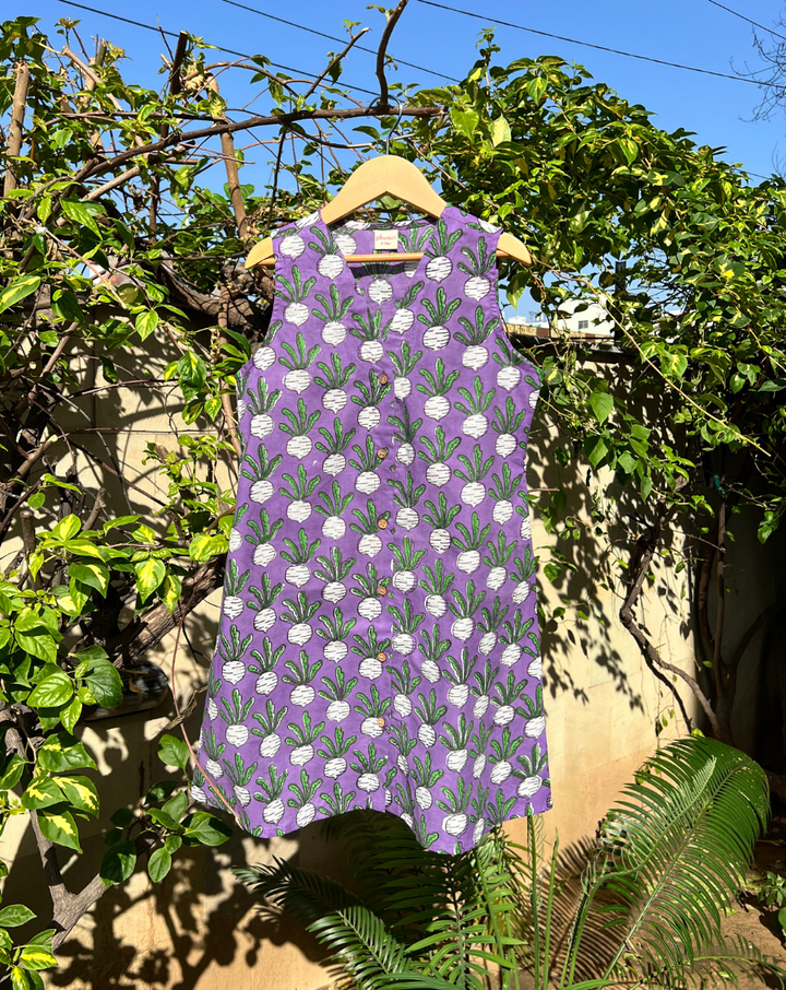 Beet-The-Root Purple Cotton Dress for Girls