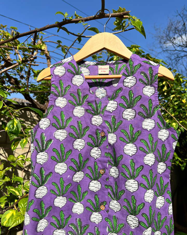 Beet-The-Root Purple Cotton Dress for Girls
