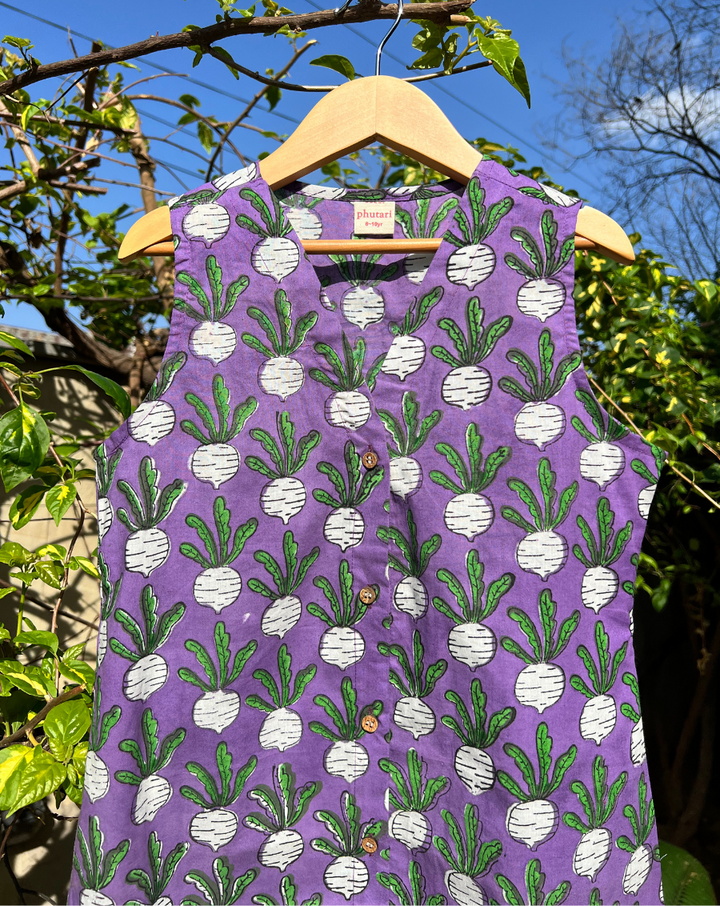 Beet-The-Root Purple Cotton Dress for Girls