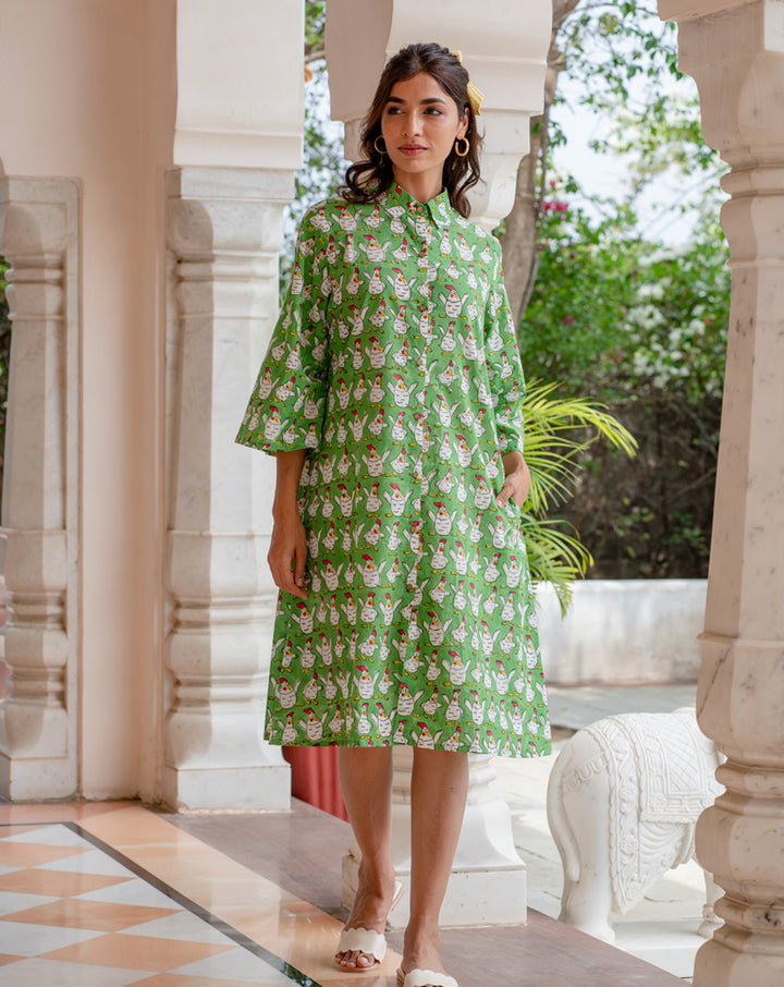 Kuk-Doo-koo Aye Line - Soft Cotton Shirt Dress