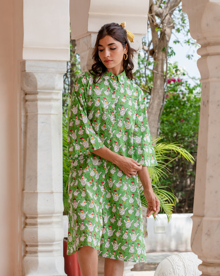Kuk-Doo-koo Aye Line - Soft Cotton Shirt Dress