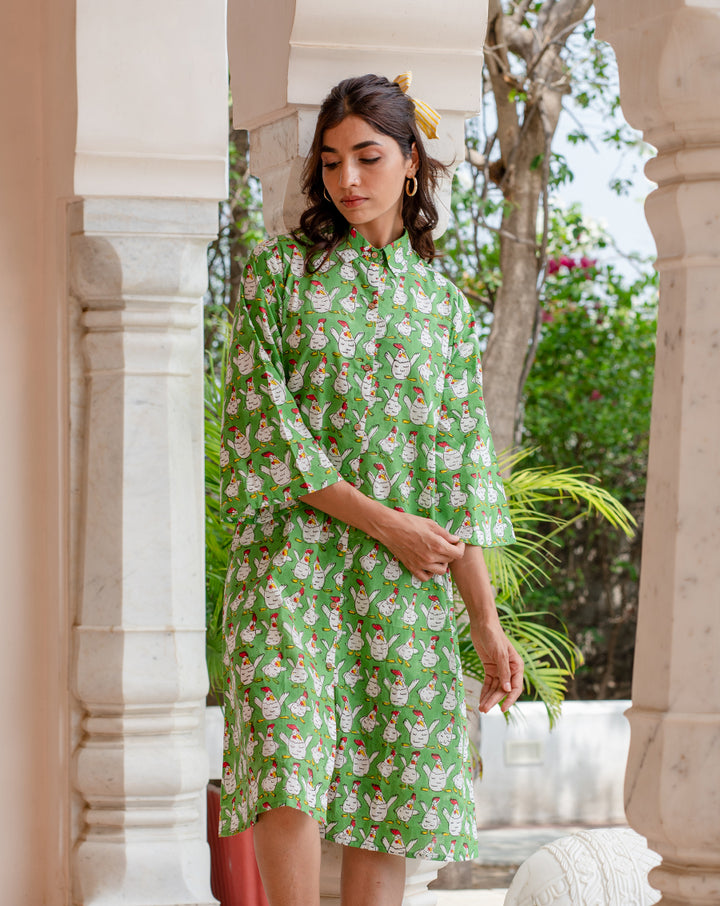 Kuk-Doo-koo Aye Line - Soft Cotton Shirt Dress