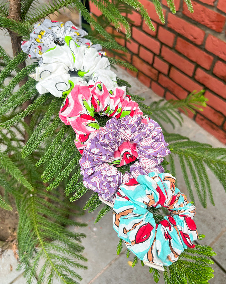 Aura Cotton Scrunchies - Set of 5