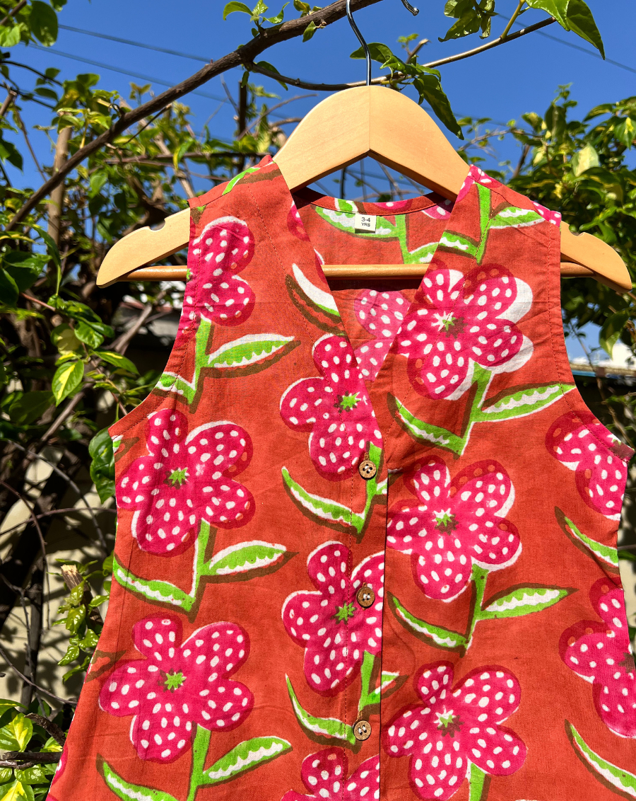 Poppy Blush Cotton Dress for Girls