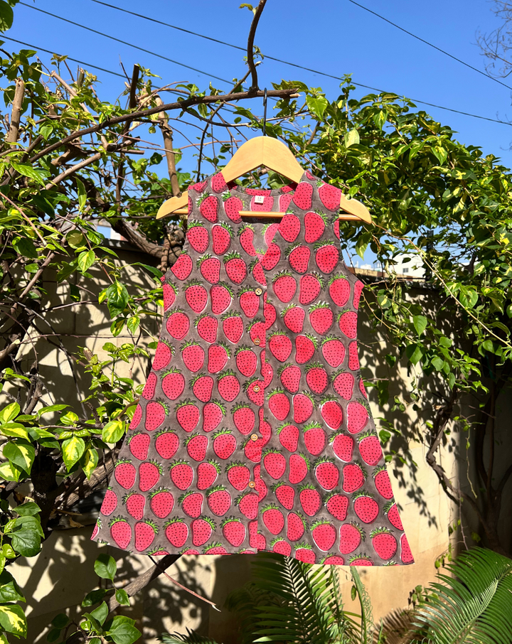 Strawberry Cotton Dress for Girls
