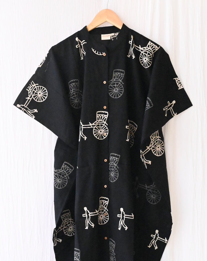 Baggie Hand Block Printed Cotton Kaftan Shirt