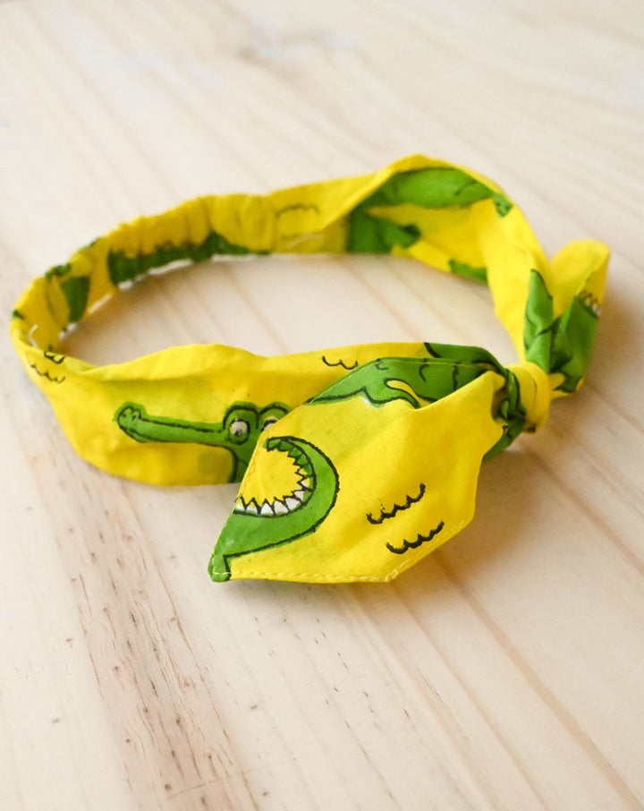 Agar Magar-Happy Hippos - Set of 2 Handcrafted Cotton Bow Hairbands