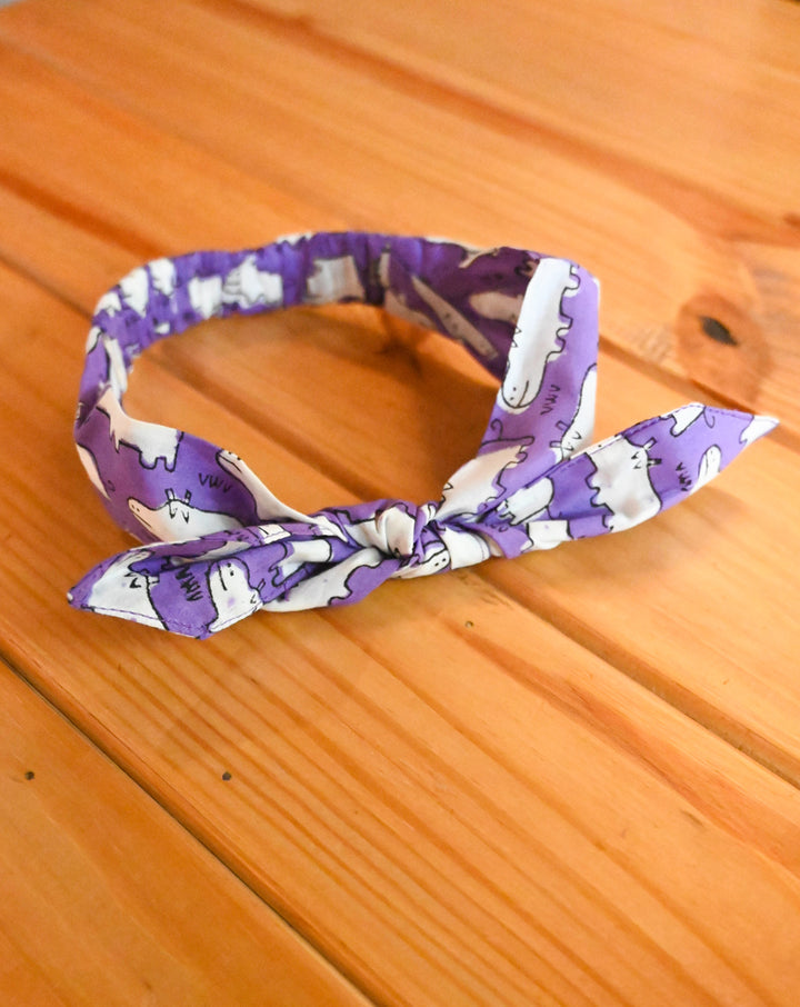 Agar Magar-Happy Hippos - Set of 2 Handcrafted Cotton Bow Hairbands