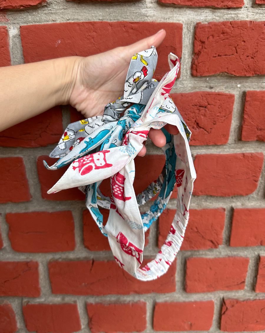 Kukdoo-Owl-Hippos - Set of 3 Handcrafted Cotton Bow Hairbands