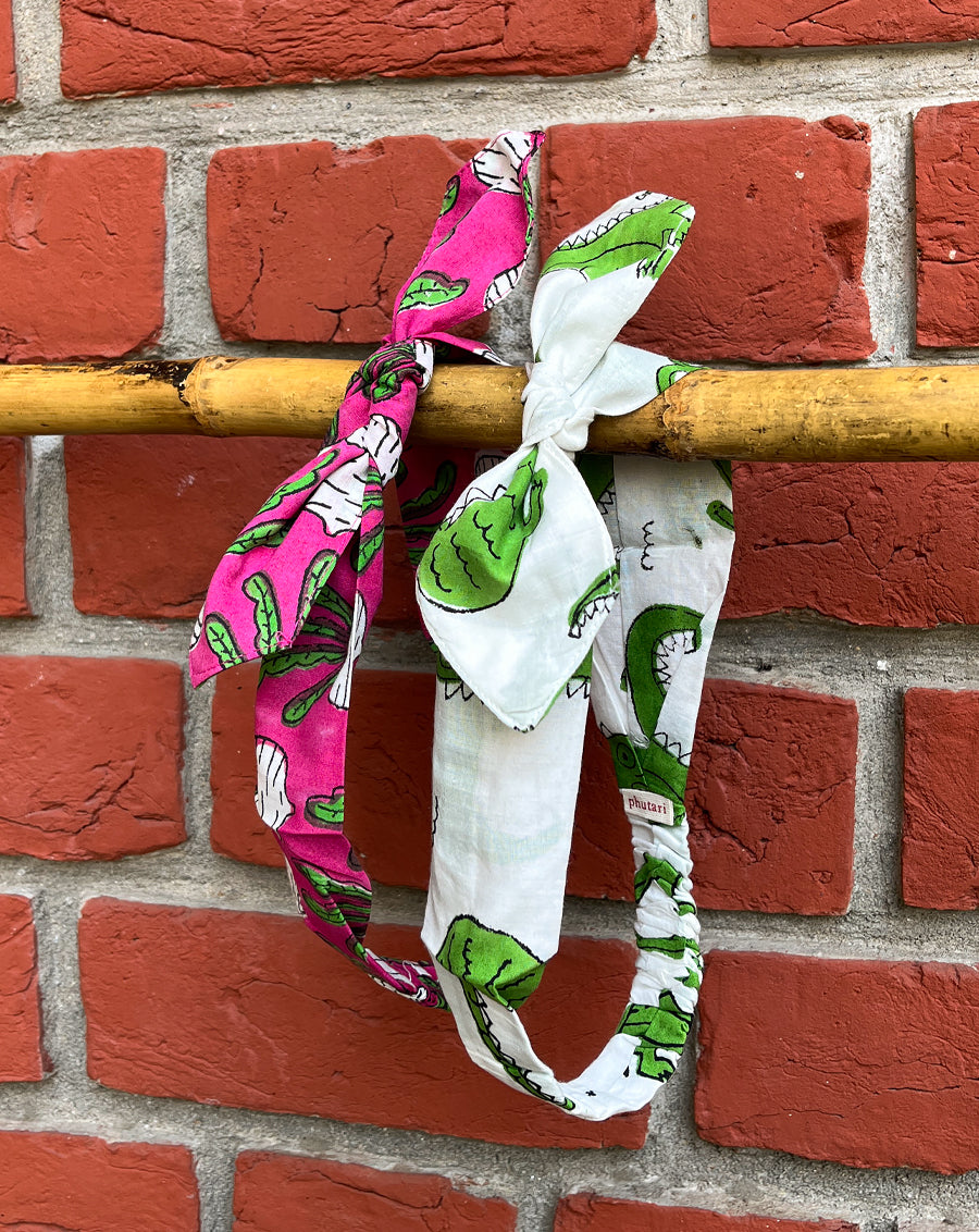 Agar Magar- Beet the Root - Set of 2 Handcrafted Cotton Bow Hairbands