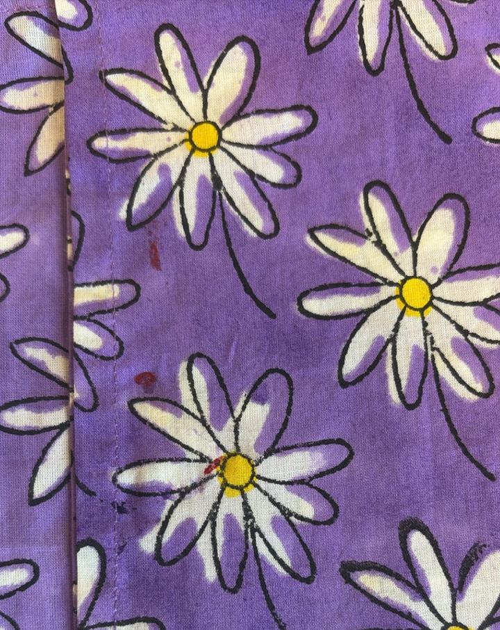 Whoopsie Daisy Purple Hand Block Printed Cotton Kaftan - Full Length