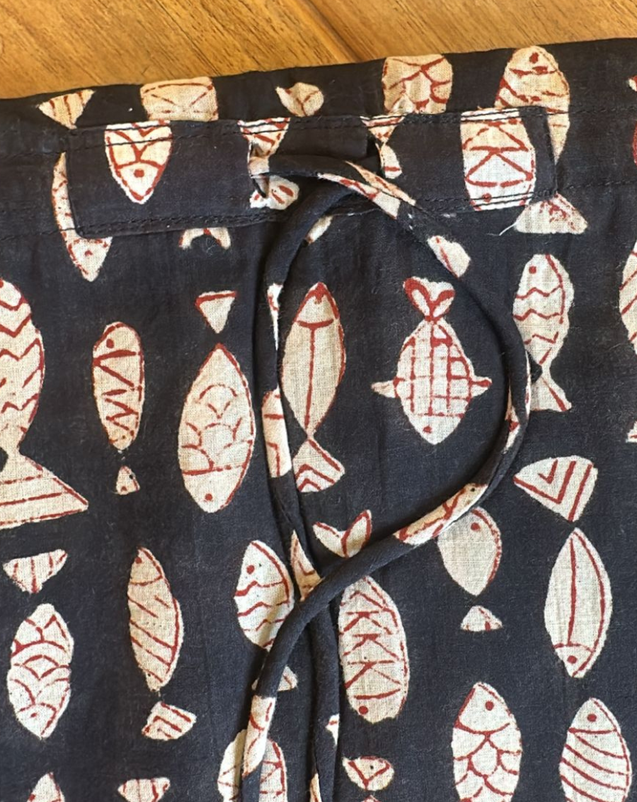 Kala Pani Machli Hand Block Printed Cotton Midi Kaftan