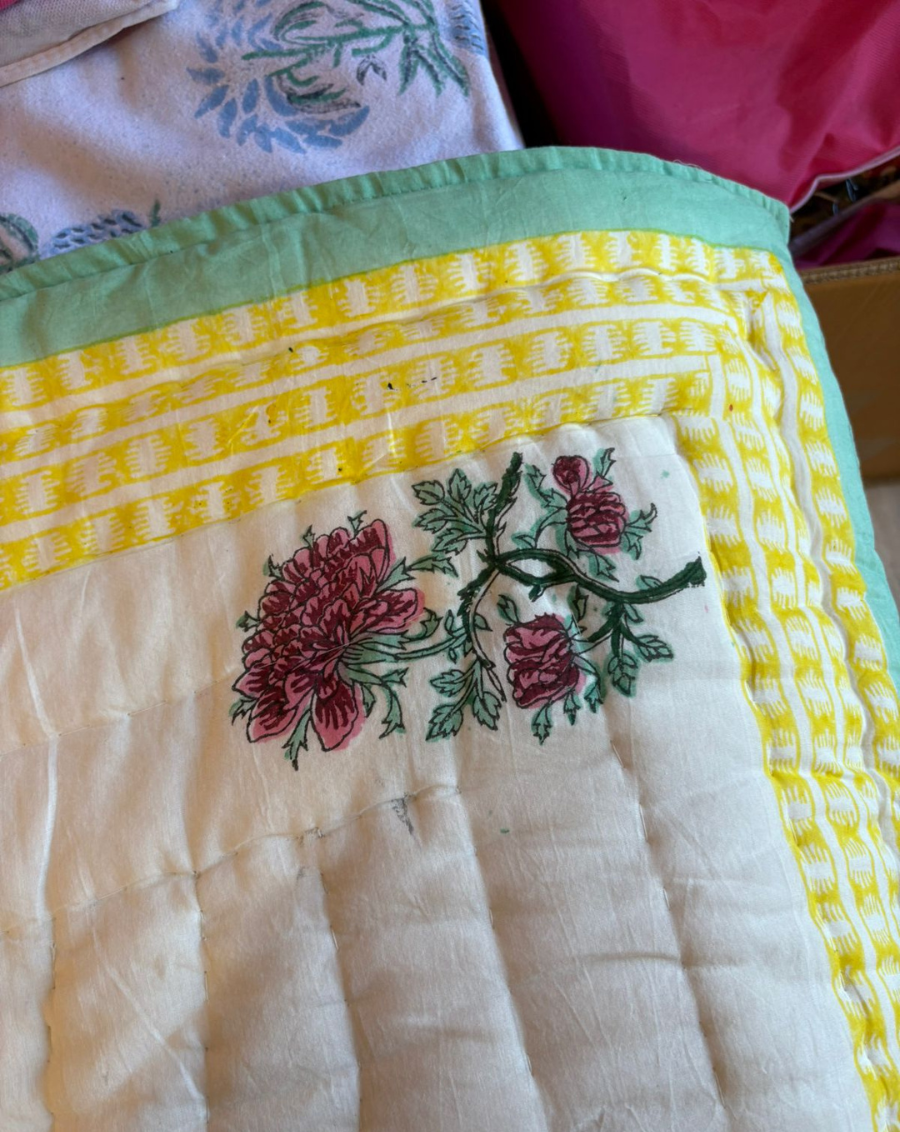 Mallika Hand Block Printed Cotton Quilt - Minor Defect K2