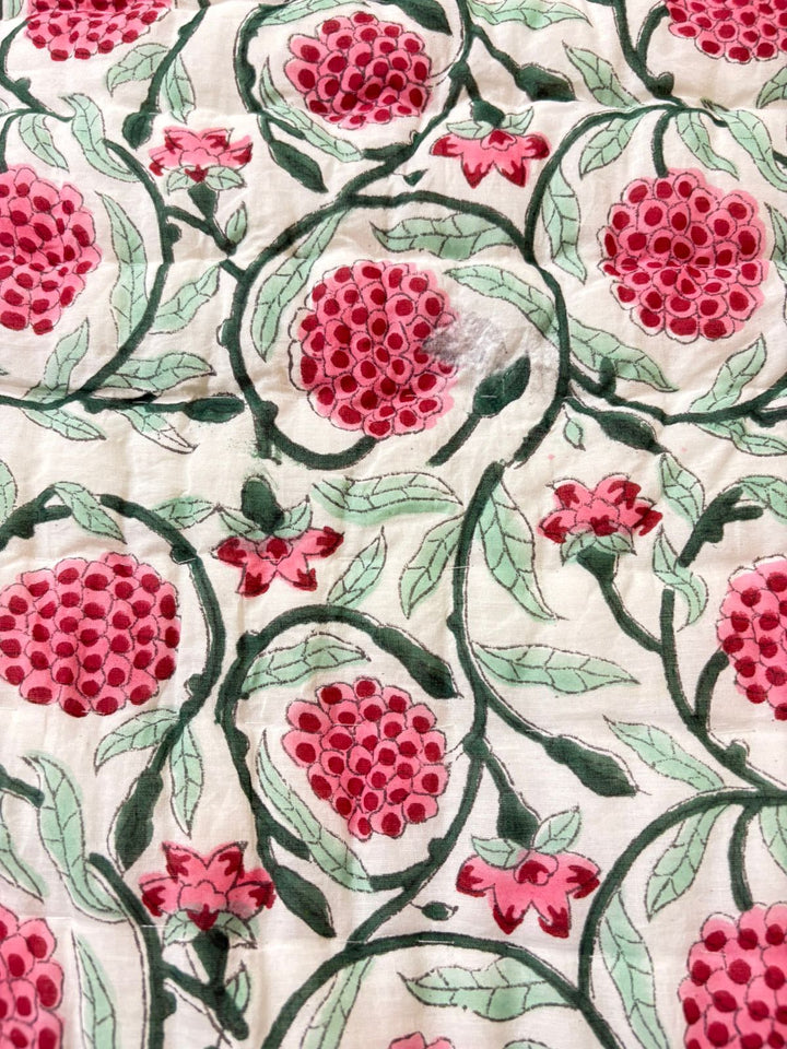 Chinaar Gul  Hand Block Printed Cotton Quilt - Minor Defect K81