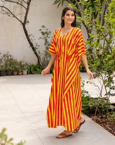 Bandstands Hand Block Printed Cotton Kaftan - Full Length