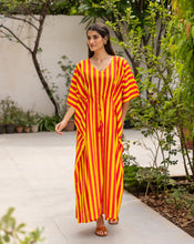Load image into Gallery viewer, Bandstands Hand Block Printed Cotton Kaftan - Full Length
