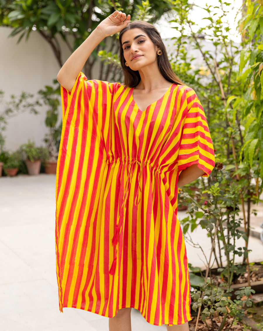 Bandstands Hand Block Printed Cotton Midi Kaftan