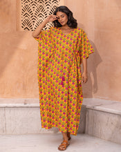 Load image into Gallery viewer, Beet the Root Hand Block Printed Cotton Kaftan - Full Length
