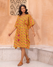 Load image into Gallery viewer, Beet-the-Root Narangi Hand Block Printed Cotton Kaftan - Midi Length
