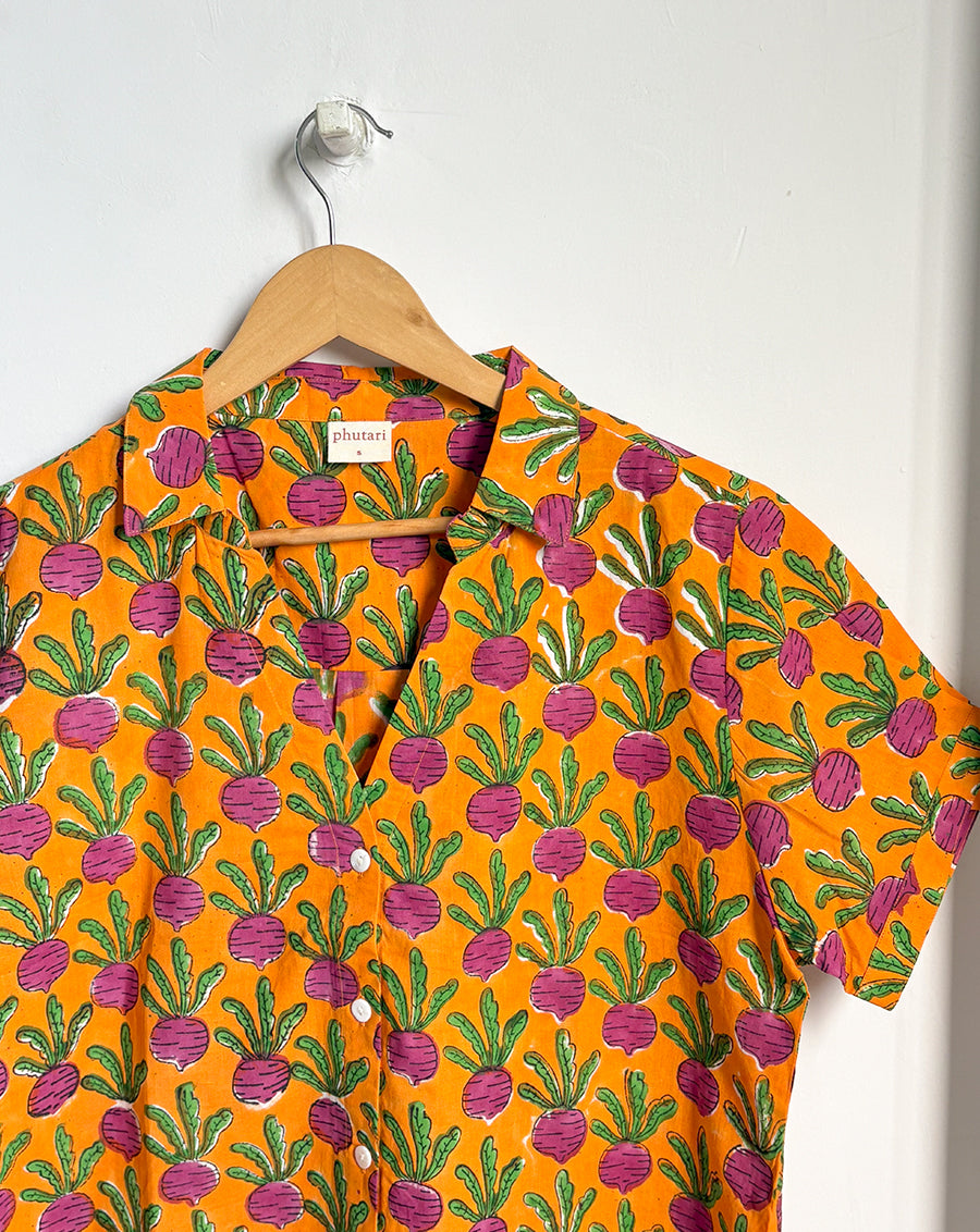 Beet-The-Root Cotton Cropped Shirt