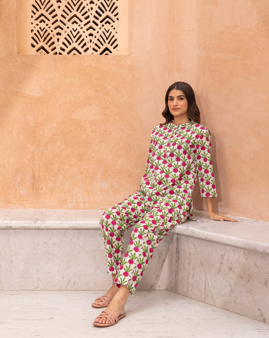 Beet-the-Root Short Kurta Pyjama - Soft Cotton Co-ord Set